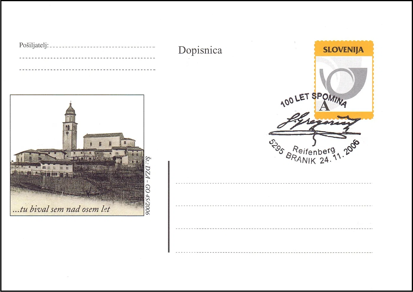 100 LET SPOMINA S. GREGORČIČ REIFENBERD